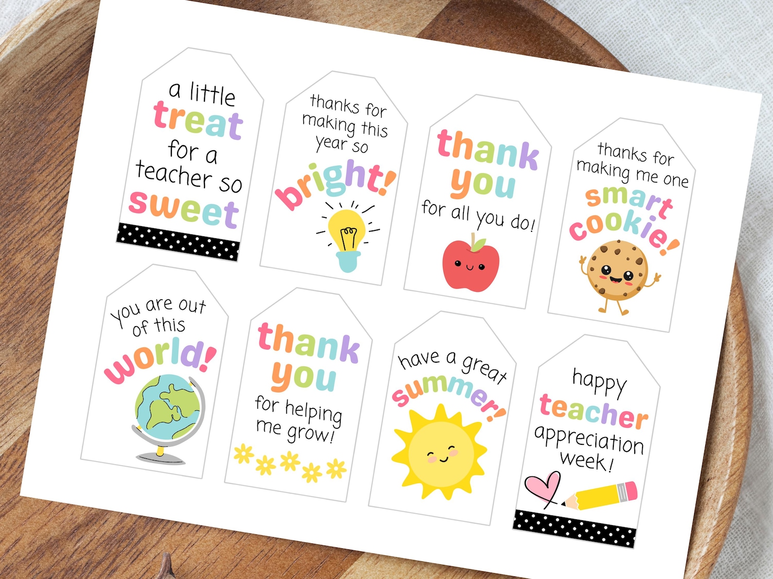Teacher Appreciation Gift Tags & Treat Tags | Printable PDF Download - Etsy