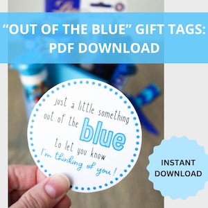 Etichette regalo blu / Inaspettatamente / Pensando a te / Grazie / Apprezzamento / Download PDF stampabile