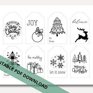 Black and White Christmas Gift Tags & Treat Tags Printable PDF Download image 4