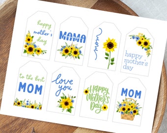 Geschenkanhänger zum Muttertag | Sonnenblume | Alles Gute zum Muttertag | Druckbarer PDF-Download