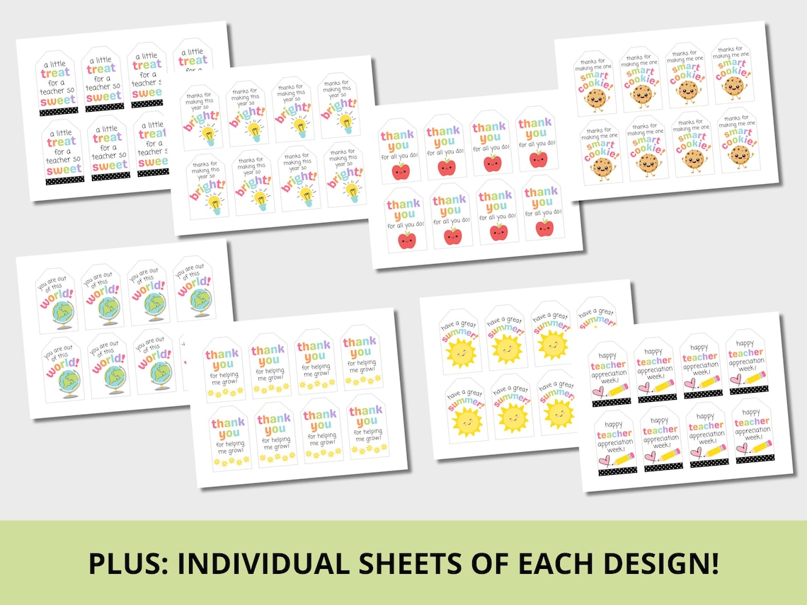 Teacher Appreciation Gift Tags & Treat Tags | Printable PDF Download - Etsy