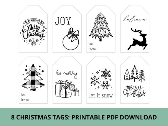 CHRISTMAS GIFT TAGS BLACK W/WHITE CHRISTMAS GIFT TAGS BLACK W/WHITE