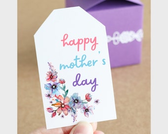 Etiquettes cadeaux Fête des Mères | Aquarelle florale | Bonne fête des mères | Téléchargement imprimable