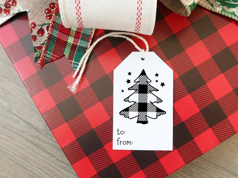 Black and White Christmas Gift Tags & Treat Tags Printable PDF Download image 3