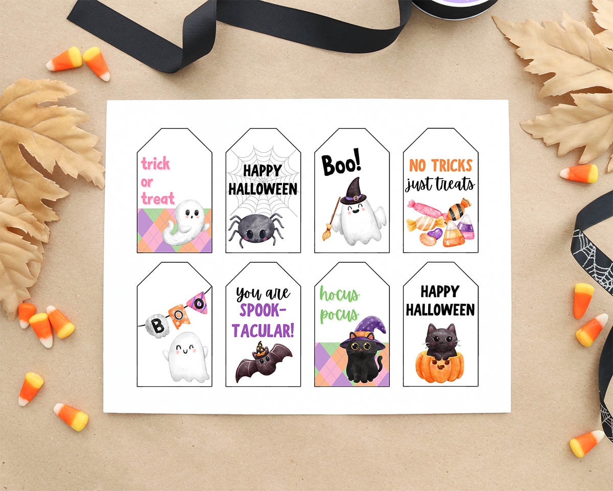 Halloween Gift Tags & Treat Tags Printable PDF Download - Etsy
