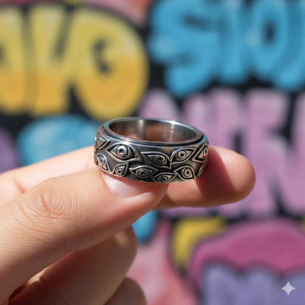 Bague Ancienne En Argent Massif 925 - Style Prison - Taille 54 - Vintage