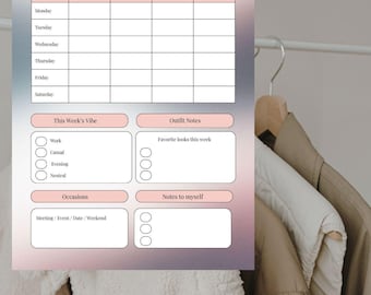 Weekly Outfit Planner Printable | Minimal Fashion Planner | Style & Closet Organization | Calm Weekly Planning PDF