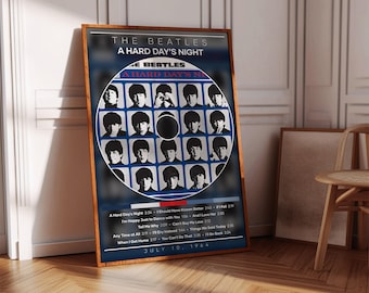 Pôster dos Beatles | Pôster de A Hard Day's Night | Impressão de pôster de álbum | Pôster de capa de álbum | Pôster de música rock | Decoração de quarto | Presente musical