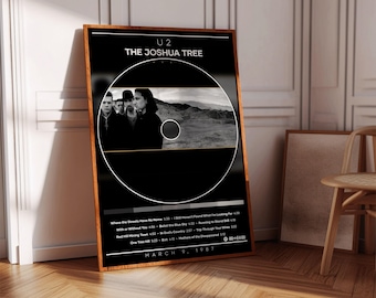 Póster de U2 / Póster de The Joshua Tree / Impresión del póster del álbum / Póster de la portada del álbum / Póster de música rock / Decoración para habitación / Regalo musical / Decoración musical