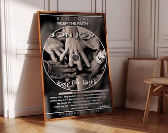 Bon Jovi Poster Print | Keep the Faith Poster | Album Poster Print | Album Cover Poster | Rock Music Poster | Room Decor | Music Gift
