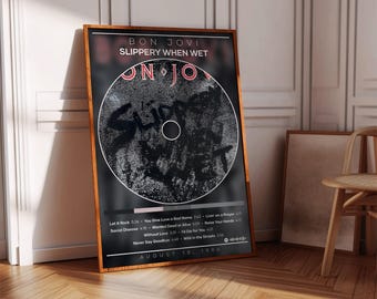 Bon Jovi Poster Print | Slippery When Wet Poster | Album Poster Print | Album Cover Poster | Rock Music Poster | Room Decor | Music Gift