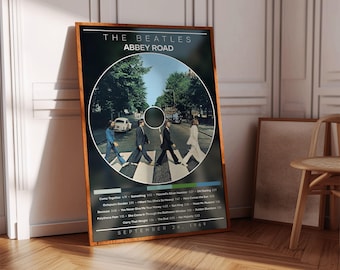 Pôster dos Beatles | Pôster da Abbey Road | Impressão de pôster de álbum | Pôster de capa de álbum | Pôster de música rock | Decoração de quarto | Presente musical | Decoração musical