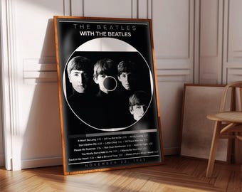 Pôster dos Beatles | Com o pôster dos Beatles | Impressão de pôster de álbum | Pôster de capa de álbum | Pôster de música rock | Decoração de quarto | Presente musical