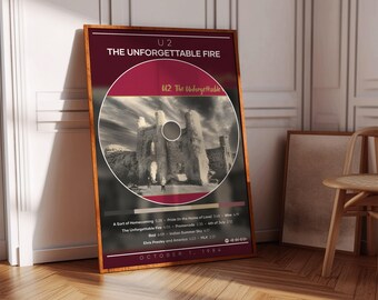U2 Plakat | The Unforgettable Fire Poster | Album Poster Druck | Album Cover Poster | Rock Musik Poster, Raumdekor, Musik Geschenk, Musik Decor