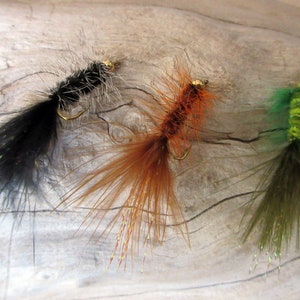 Great gift for the Fly Fisherman, Bead-head Wooly bugger fishing flies, trout, steelhead, bass