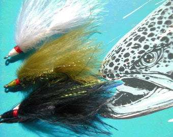 Eagle Lake Marabou Minnow Streamer Flies, Trout/Salmon Set of 3