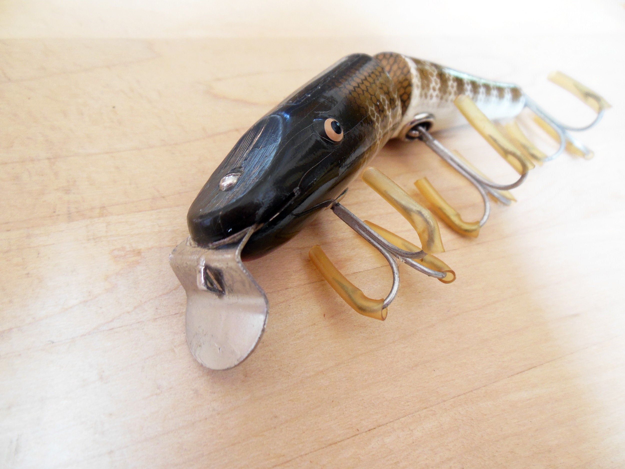 Rare Helin Wood Flatfish T61 Musky, Northern Pike Salmon Lure