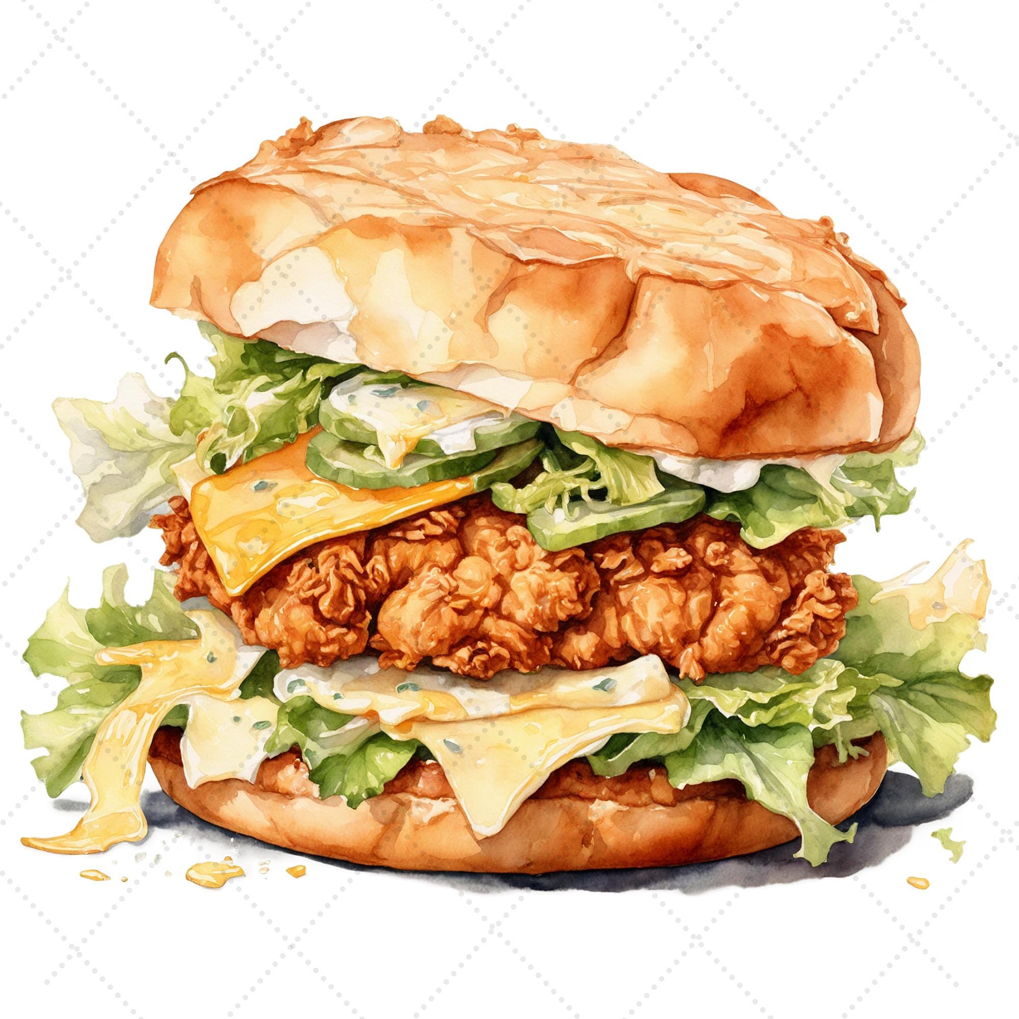 37 Watercolor Fried Chicken Clipart Set – Crispy Chicken Wings ...