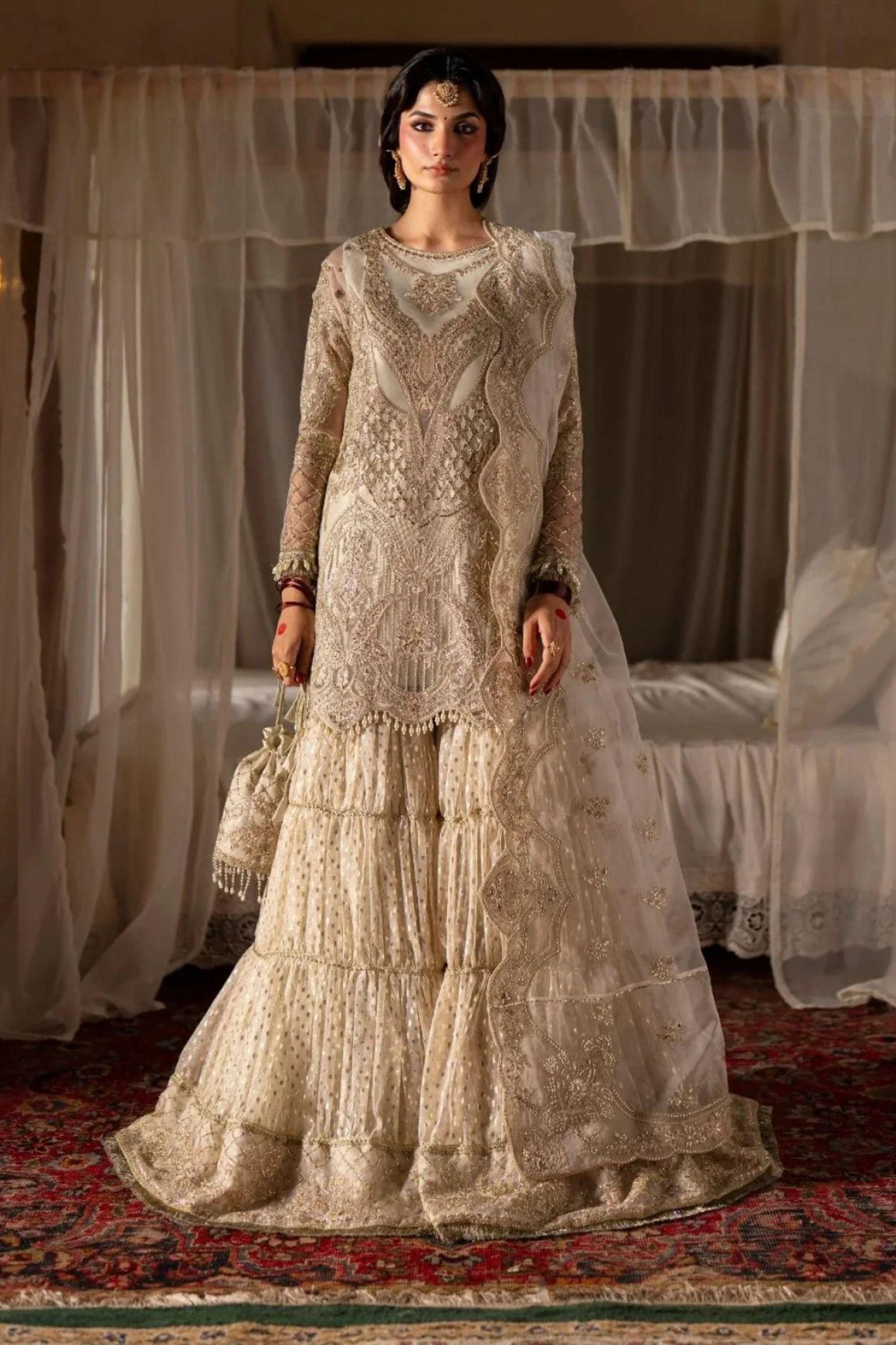 White and Gold Pakistani Dress - Etsy