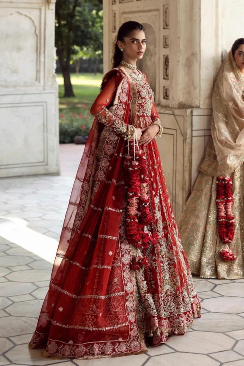 Pakistani Red Bridal Maxi Gown, Indian Wedding Guest Dress, Nikkah Pakistani Red Bridal Maxi Gown, Indian Wedding Guest Dress, Nikkah