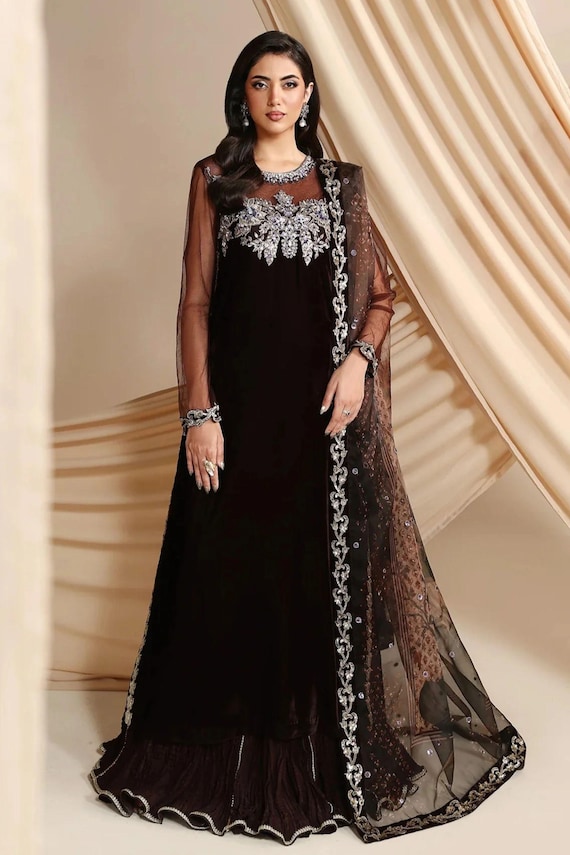brown velvet dress pakistani Deep Suit, Embroidered Dress, Wedding Guest Outfit groupColor_Blue Hello Kitty Summer Dress COLOR:Icy Sage and worldwide