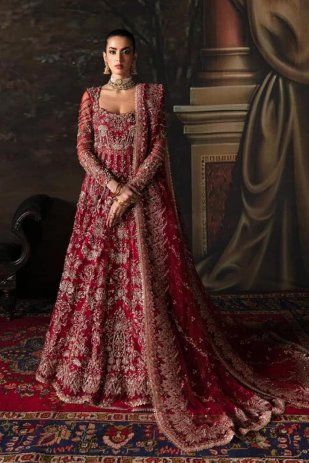 Deep Red Hand-embellished Bridal Maxi | Pakistani Wedding Gown - Etsy