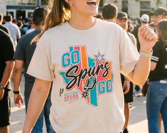 Go Spurs Go Shirt | San Antonio Spurs Tee | Texas Basketball | Retro Spurs Gift | NBA Fan Shirt | Gildan Heavy Cotton | Spurs Graphic