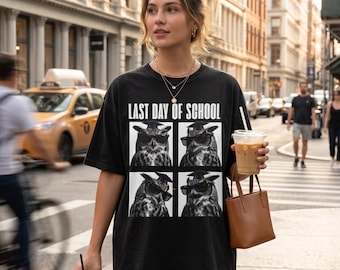 Camiseta de graduación con búho para el último día de clases – Camiseta retro con gafas de sol de búho