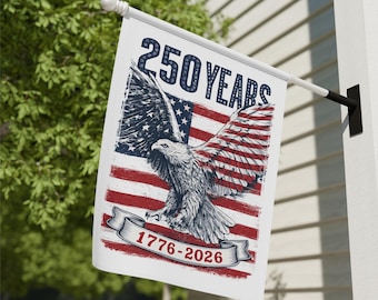 Bandera de jardín del águila americana de 250 años, pancarta para el hogar del 4 de julio, decoración del semiquincentenario de EE. UU. (1776-2026), letrero patriótico de águila calva para el jardín.