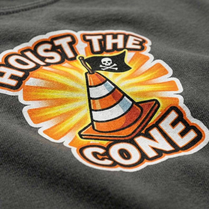 Hoist The Cone Construction Humor Shirt, Comfort Colors Vintage Washed Tee image 4
