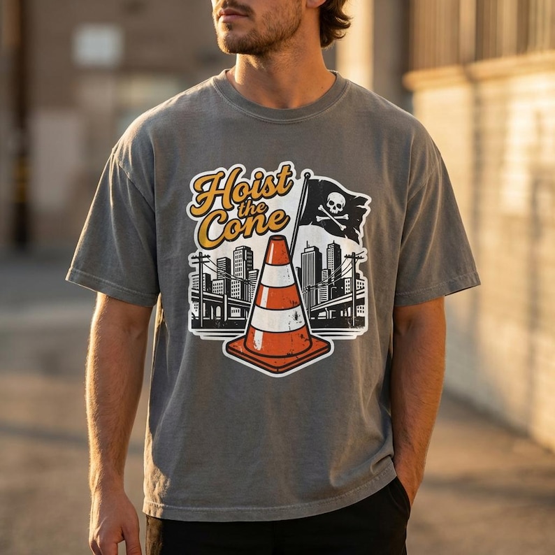 Maglietta grafica Hoist The Cone: maglietta streetwear vintage dai colori confortevoli e lavabili immagine 1