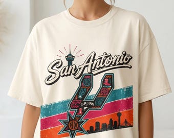 Go Spurs Go Shirt, San Antonio Spurs Tee, Vintage Texas Basketball, Retro NBA Fan Gift, Comfort Colors 1717, Spurs Skyline Graphic Tshirt