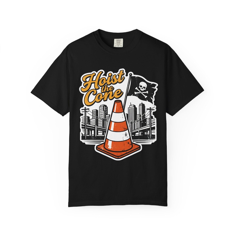 Maglietta grafica Hoist The Cone: maglietta streetwear vintage dai colori confortevoli e lavabili Black