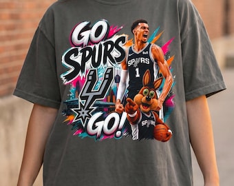 Go Spurs Go Shirt, San Antonio Spurs Tee, Spurs Player Graphic Shirt, Comfort Colors 1717, NBA Fan Gift, Texas Basketball, Coyote Mascot
