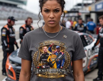 Camiseta vintage de Kyle Busch, camiseta NASCAR Rowdy, camiseta retro de carreras, merchandising de carreras pirata, camiseta unisex de algodón grueso con estampado, regalo para aficionados a las carreras
