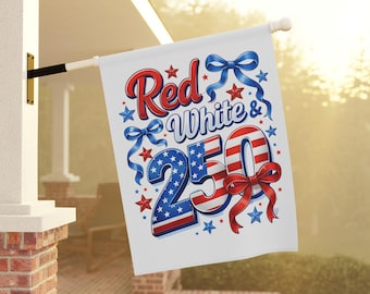 Bandera de jardín roja, blanca y 250, pancarta para el 4 de julio, decoración exterior del semiquincentenario de EE. UU. de 1776, letrero patriótico para el Día de los Caídos