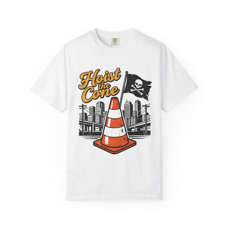 Maglietta grafica Hoist The Cone: maglietta streetwear vintage dai colori confortevoli e lavabili White
