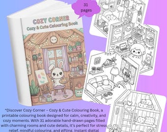 Cozy Rooms Coloring Book | Kawaii Interiors, A4 (Digital Download)