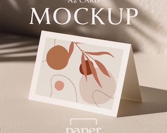 A2 Card Mockup, 4.25x5.5 Folded Greeting Card, Wedding Invitation, Save The Date Neutral Display