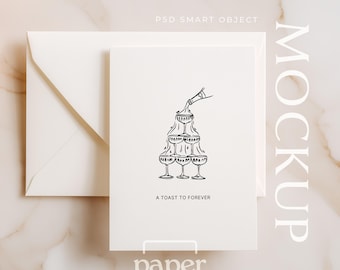 5x7 Invitation Mockup with Envelope, Simple Greeting Card Mockup for Stationery Sellers, Marble Background