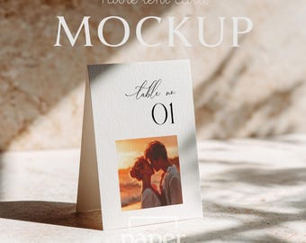 5x7 Table Number Mockup, Folded Table Tent Card, Modern Menu Display for Stationery Sellers