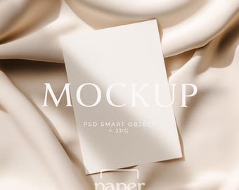 5x7 Card Mockup, Natural Shadow, Modern Invitation, Greeting Card Flatlay (Digital PSD, JPG)