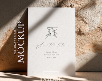 5x7 Vertical Card Mockup, Earthy Greeting Card & Wedding Invitation Display, Minimalist Stationery (PSD, JPG)