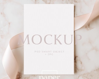 Blank Card Mockup 5x7, Realistic Wedding Invite, Greeting Card Mock up (Digital PSD, JPG)