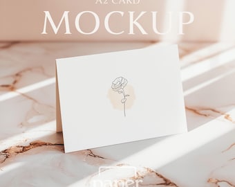A2 Folded Card Mockup for Stationery Sellers, 4.25x5.5 Greeting Card, Invitation, Thank You Display