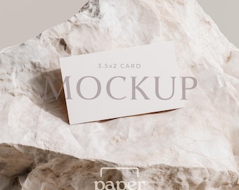 Mockup PSD per biglietto da visita, mockup per segnaposto 3,5x2, modello mockup per cancelleria, Photoshop e Photopea