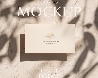 Business Card Mockup, Flat 3.5x2 Name Card Display, Minimalist Stationary Mock up (Digital PSD)