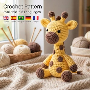 Crochet Mini Giraffe Pattern PDF – Beginner Amigurumi Toy, Easy Step-by-Step Tutorial, Instant Download