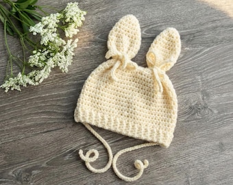 Crochet Easter Bunny Ears Baby Hat Pattern PDF – Beginner Friendly Newborn Hat, Instant Download