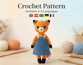 Fox Crochet Pattern PDF – Beginner Amigurumi Doll, Easy Step-by-Step, Instant Download (5 Languages)